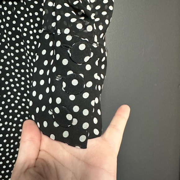 NEW Zara Polka Dot Belted Long Sleeve High Neck Maxi Dress M - Picture 7 of 9